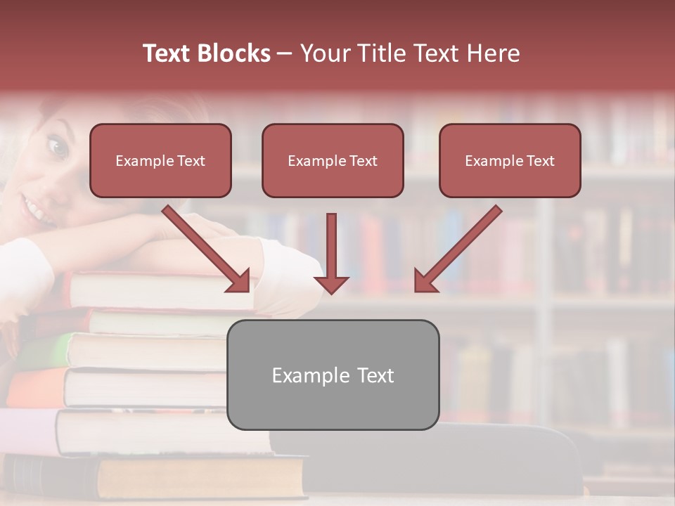 Portrait Of Tired Student Lying On The Stack Of Books PowerPoint Template
