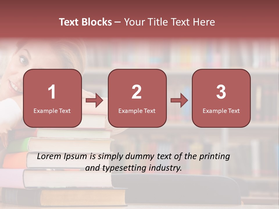 Portrait Of Tired Student Lying On The Stack Of Books PowerPoint Template