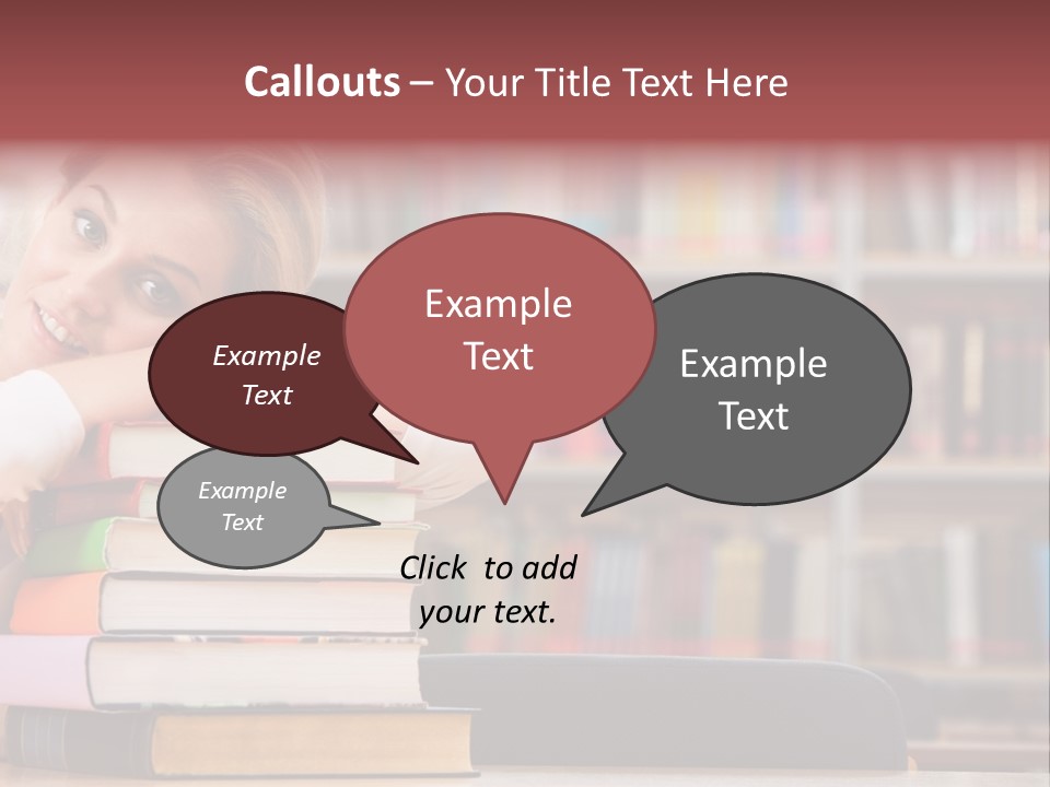 Portrait Of Tired Student Lying On The Stack Of Books PowerPoint Template