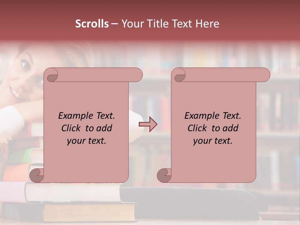 Portrait Of Tired Student Lying On The Stack Of Books PowerPoint Template