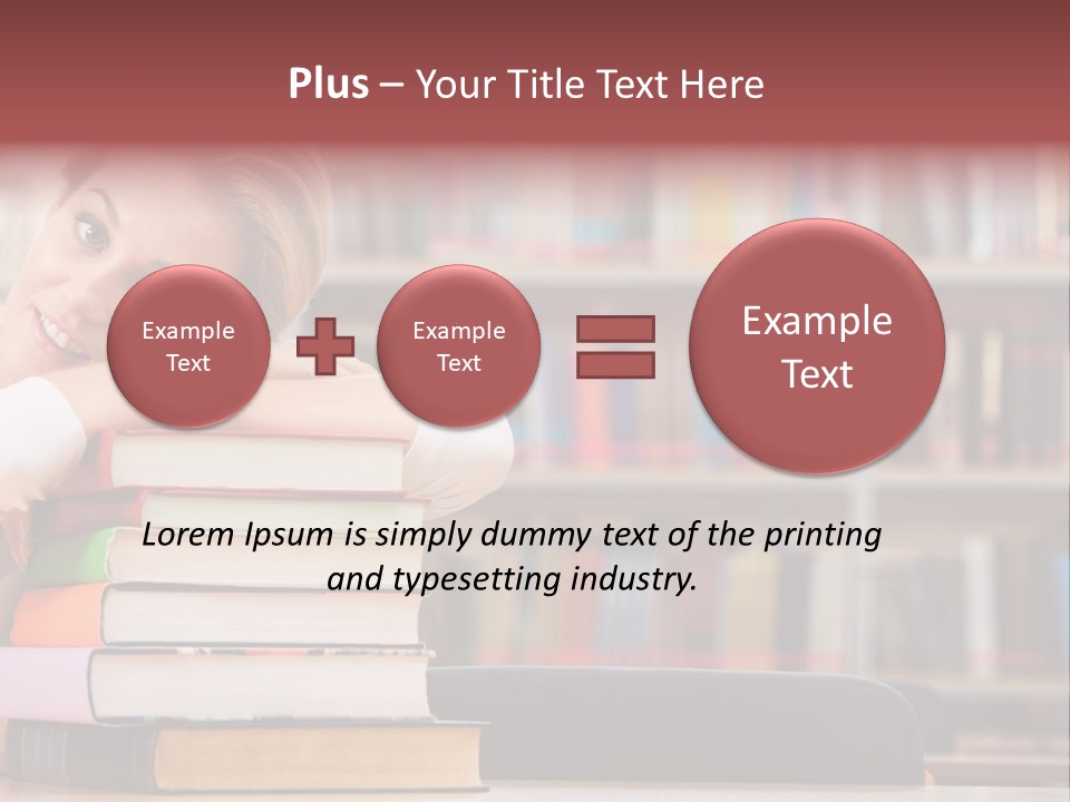 Portrait Of Tired Student Lying On The Stack Of Books PowerPoint Template