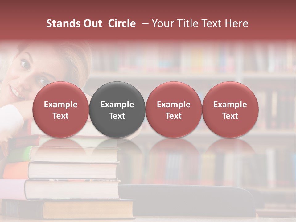 Portrait Of Tired Student Lying On The Stack Of Books PowerPoint Template