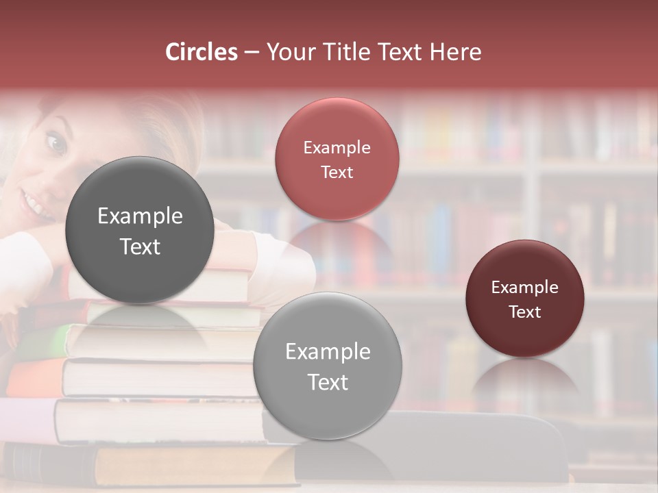 Portrait Of Tired Student Lying On The Stack Of Books PowerPoint Template