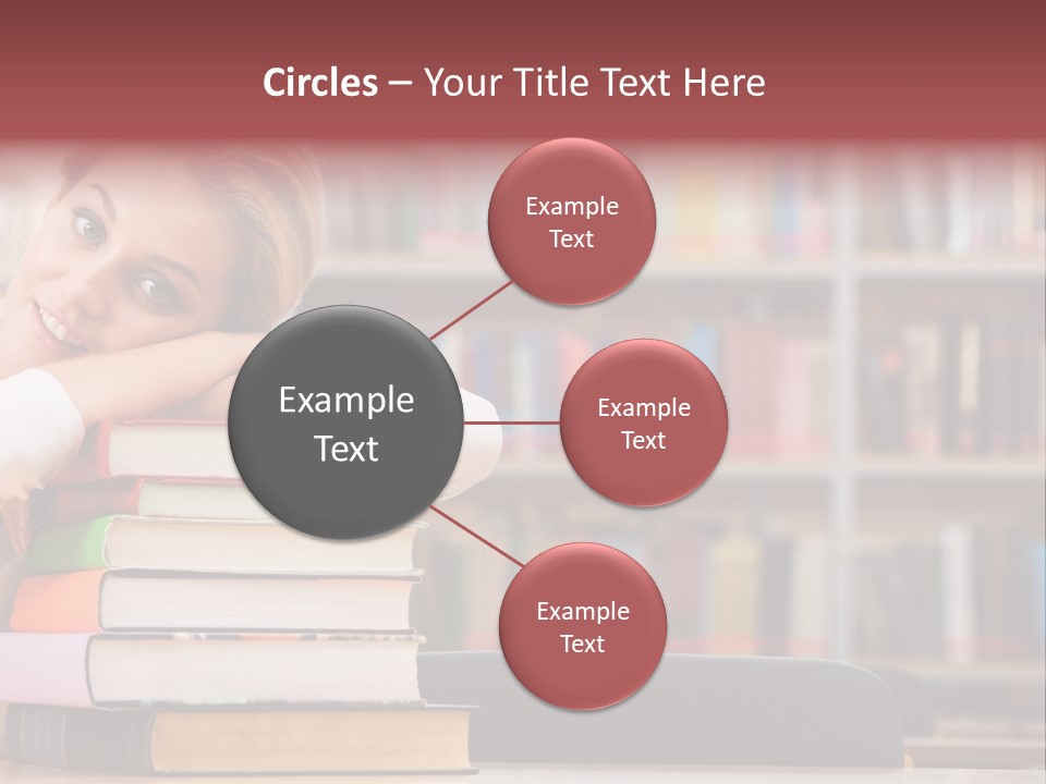 Portrait Of Tired Student Lying On The Stack Of Books PowerPoint Template