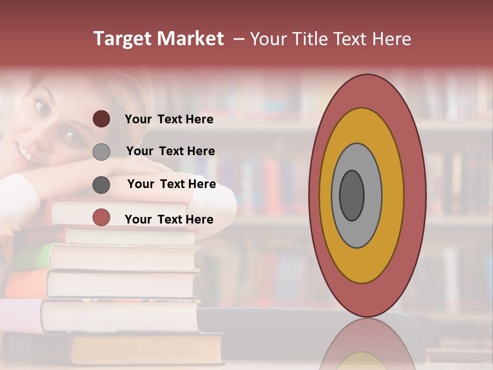Portrait Of Tired Student Lying On The Stack Of Books PowerPoint Template