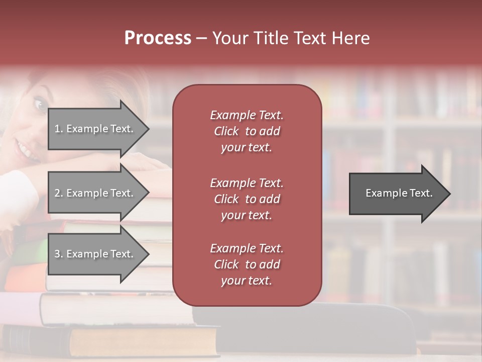 Portrait Of Tired Student Lying On The Stack Of Books PowerPoint Template