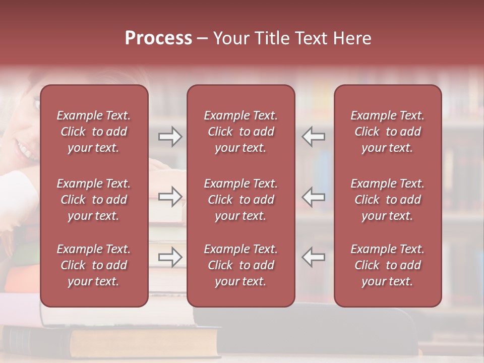 Portrait Of Tired Student Lying On The Stack Of Books PowerPoint Template