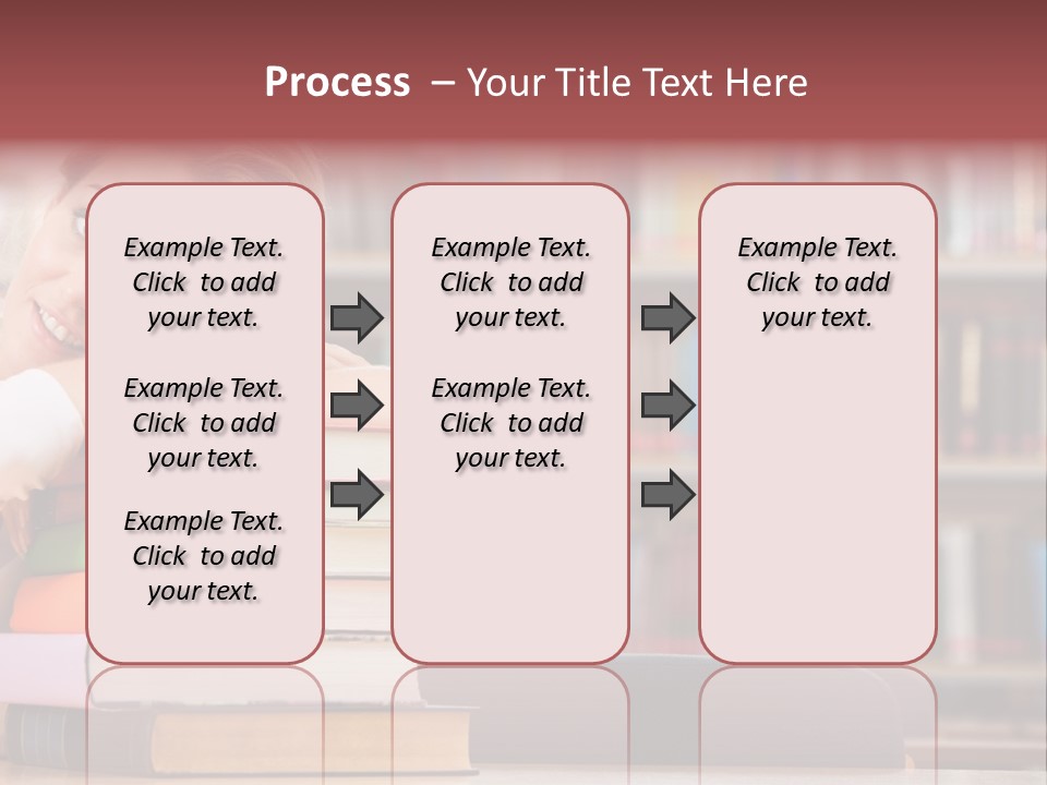Portrait Of Tired Student Lying On The Stack Of Books PowerPoint Template