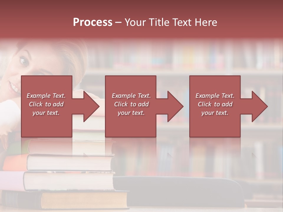 Portrait Of Tired Student Lying On The Stack Of Books PowerPoint Template