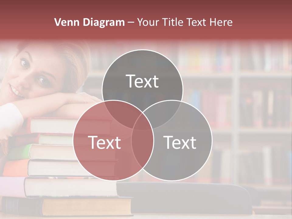 Portrait Of Tired Student Lying On The Stack Of Books PowerPoint Template