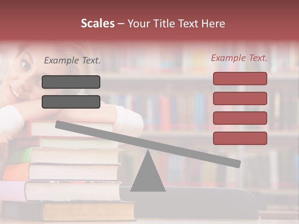 Portrait Of Tired Student Lying On The Stack Of Books PowerPoint Template