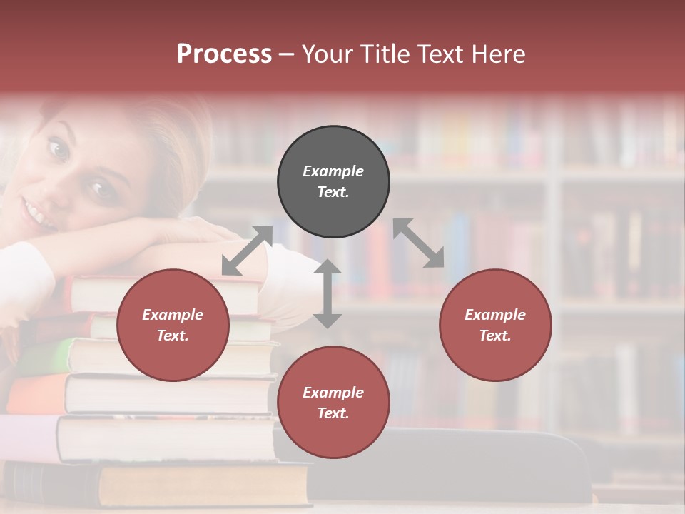 Portrait Of Tired Student Lying On The Stack Of Books PowerPoint Template