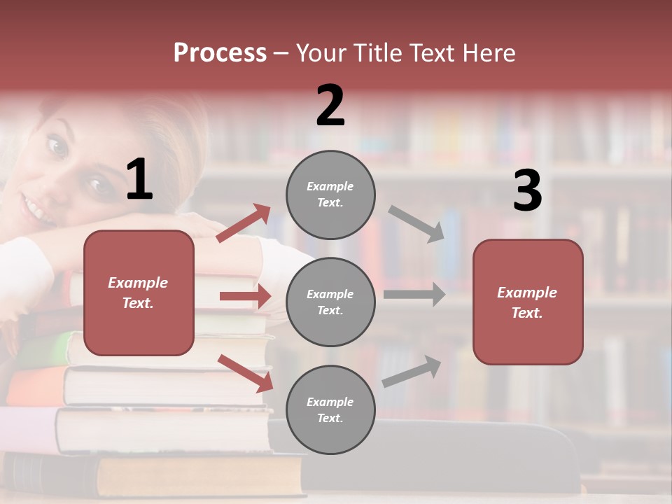 Portrait Of Tired Student Lying On The Stack Of Books PowerPoint Template
