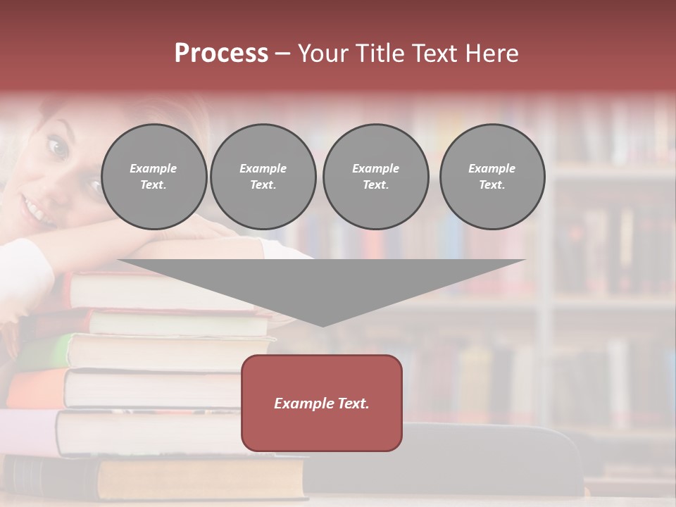 Portrait Of Tired Student Lying On The Stack Of Books PowerPoint Template
