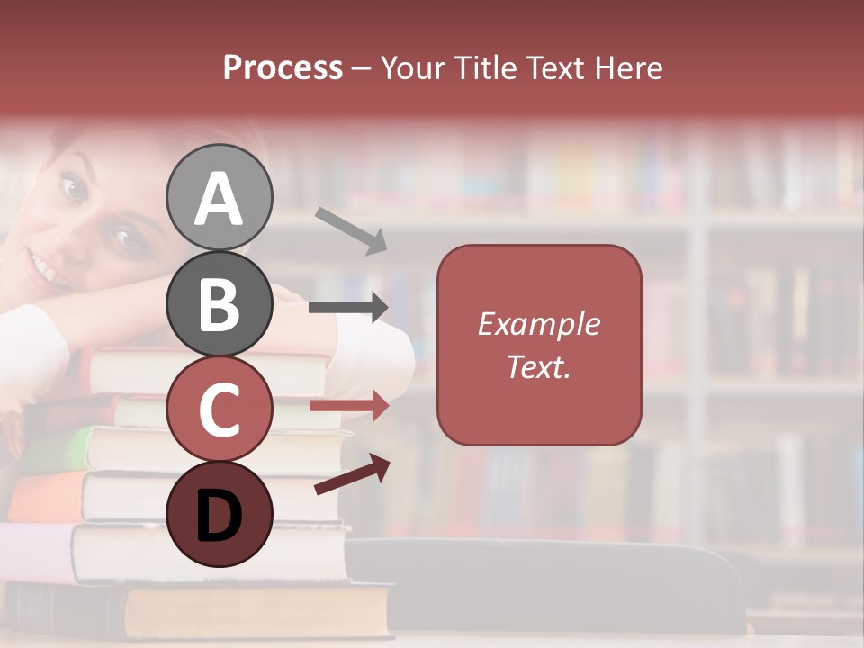 Portrait Of Tired Student Lying On The Stack Of Books PowerPoint Template