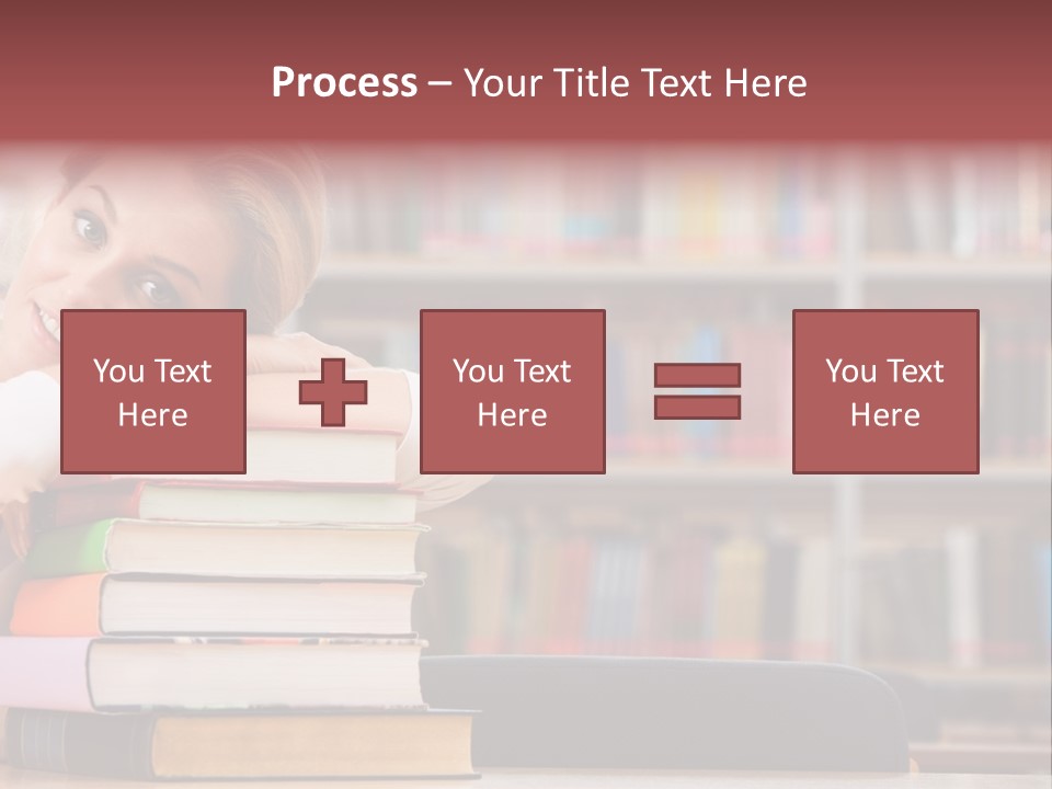 Portrait Of Tired Student Lying On The Stack Of Books PowerPoint Template