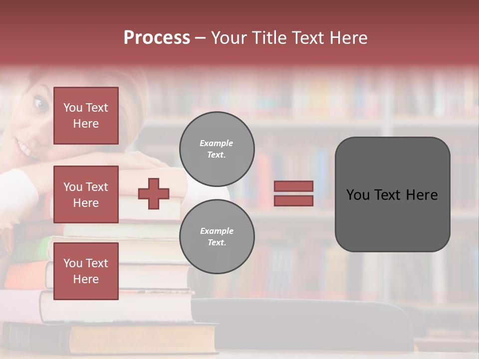 Portrait Of Tired Student Lying On The Stack Of Books PowerPoint Template
