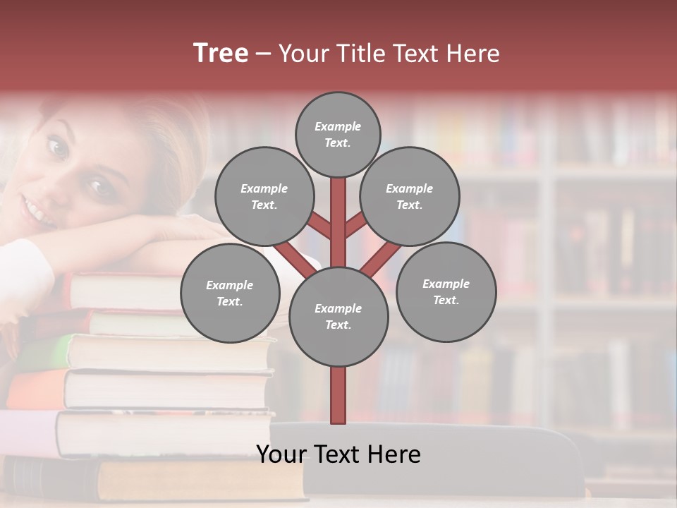 Portrait Of Tired Student Lying On The Stack Of Books PowerPoint Template