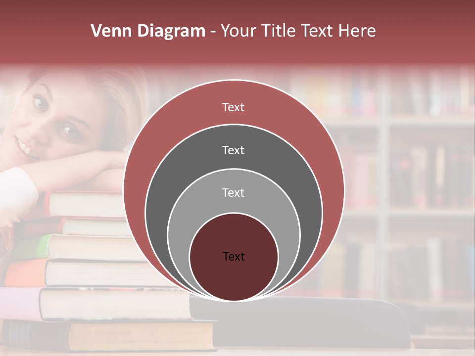 Portrait Of Tired Student Lying On The Stack Of Books PowerPoint Template