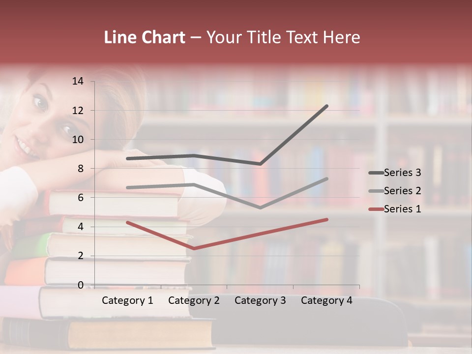 Portrait Of Tired Student Lying On The Stack Of Books PowerPoint Template