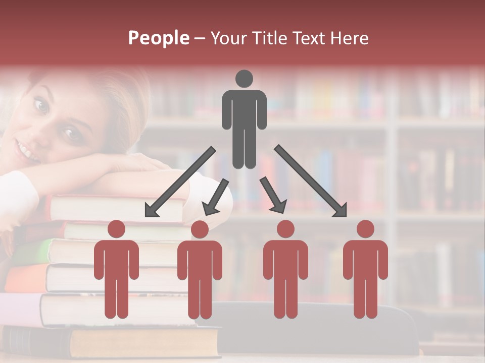 Portrait Of Tired Student Lying On The Stack Of Books PowerPoint Template