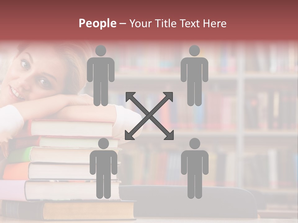 Portrait Of Tired Student Lying On The Stack Of Books PowerPoint Template