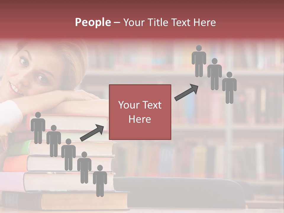 Portrait Of Tired Student Lying On The Stack Of Books PowerPoint Template