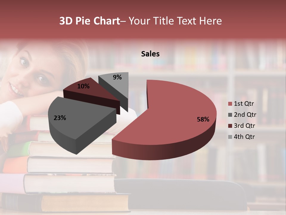 Portrait Of Tired Student Lying On The Stack Of Books PowerPoint Template