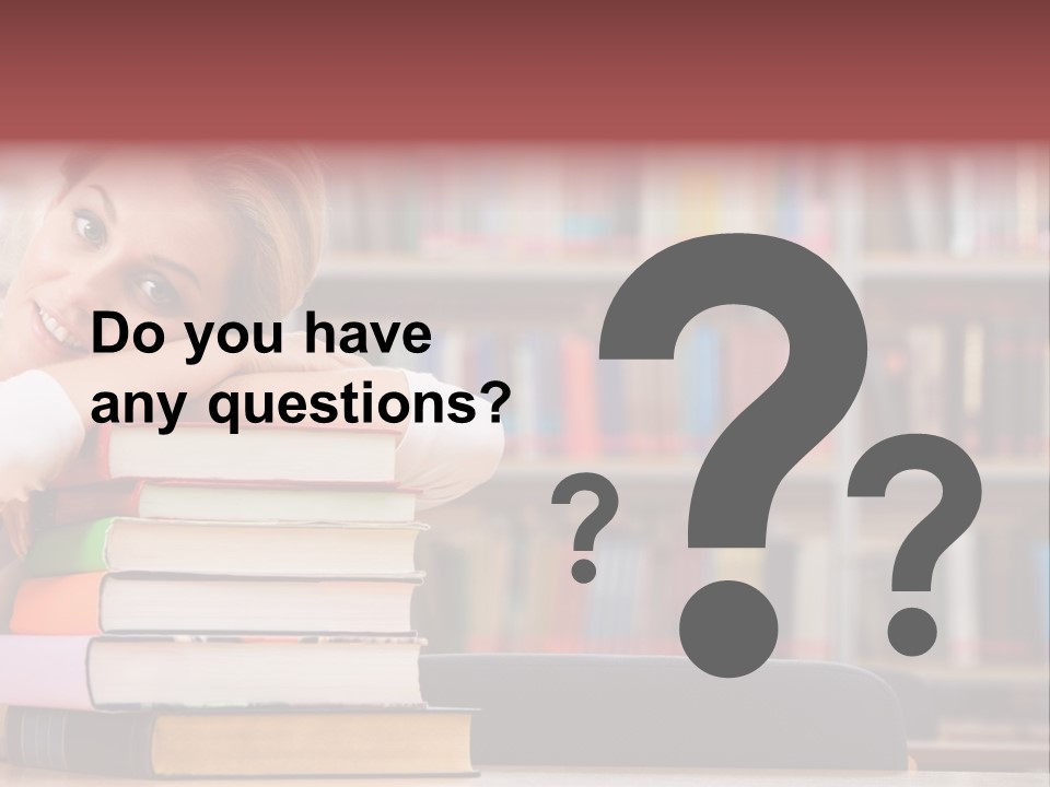 Portrait Of Tired Student Lying On The Stack Of Books PowerPoint Template