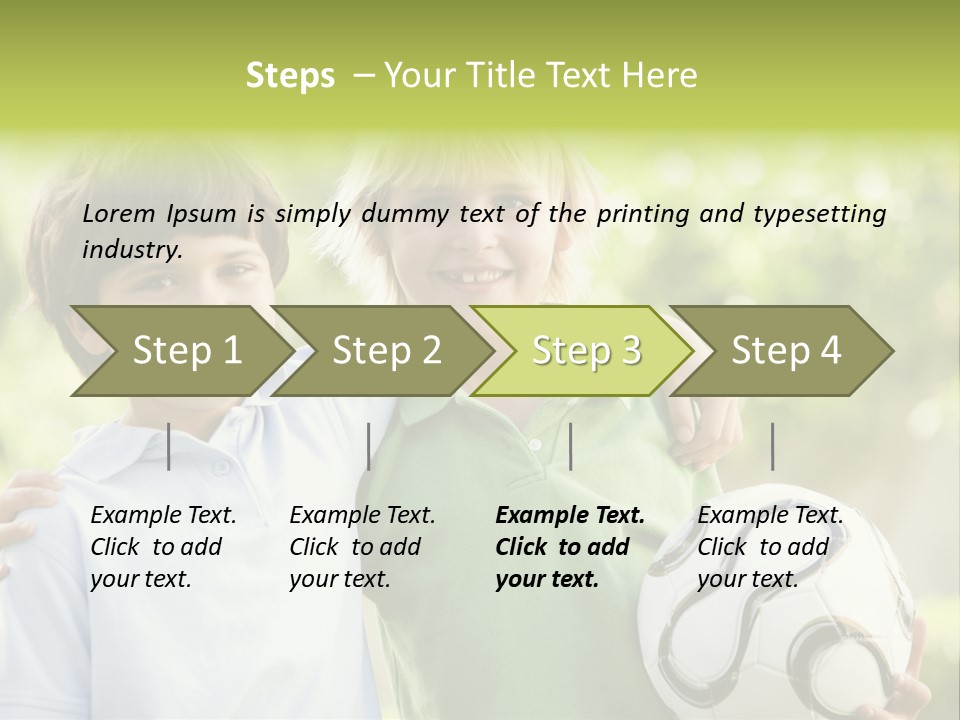 Two Young Boys Outdoors With Soccer Ball Smiling PowerPoint Template