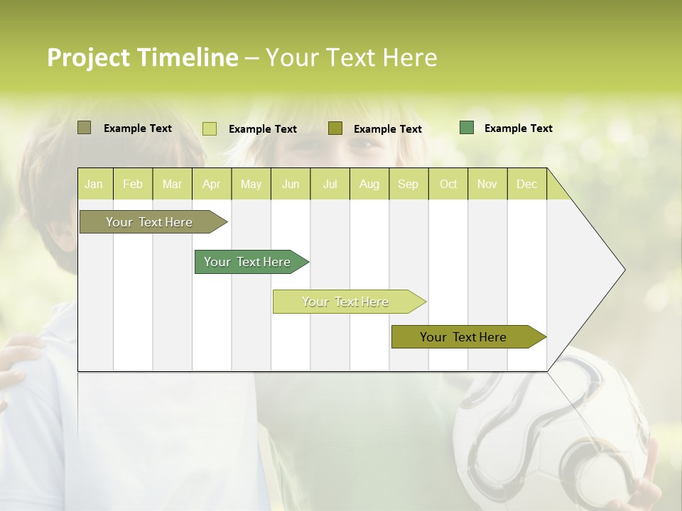 Two Young Boys Outdoors With Soccer Ball Smiling PowerPoint Template