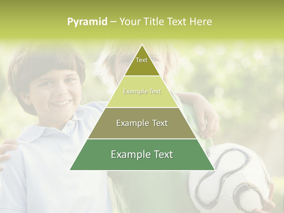 Two Young Boys Outdoors With Soccer Ball Smiling PowerPoint Template