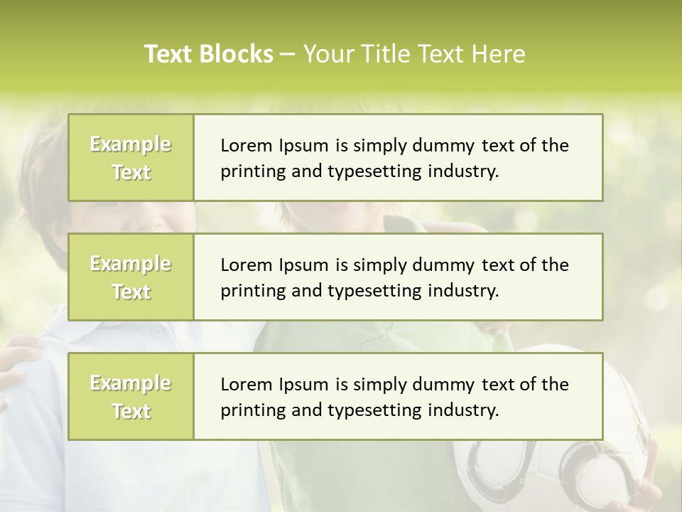 Two Young Boys Outdoors With Soccer Ball Smiling PowerPoint Template