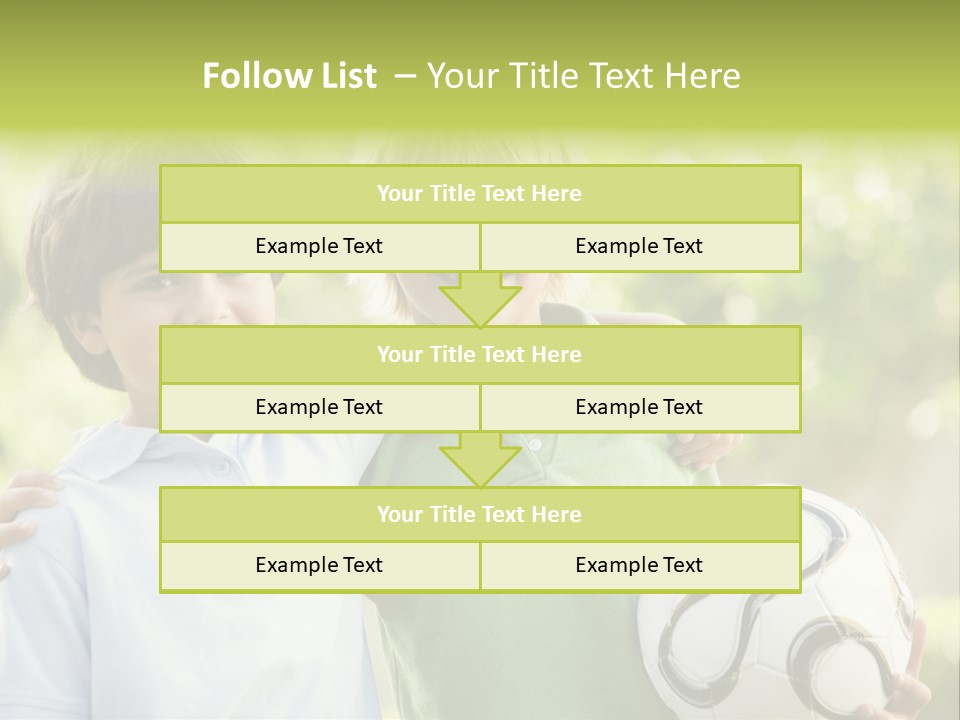 Two Young Boys Outdoors With Soccer Ball Smiling PowerPoint Template