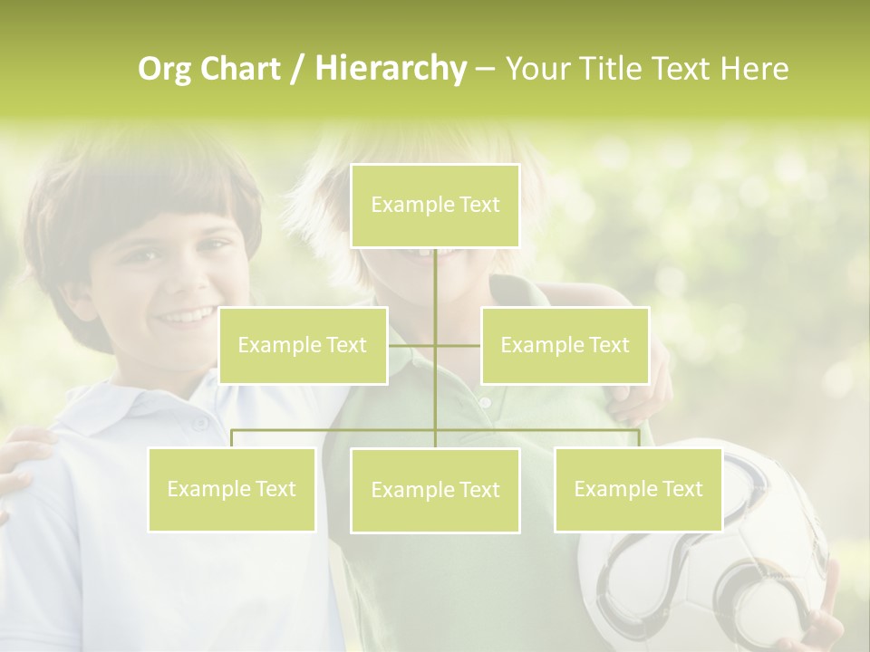 Two Young Boys Outdoors With Soccer Ball Smiling PowerPoint Template