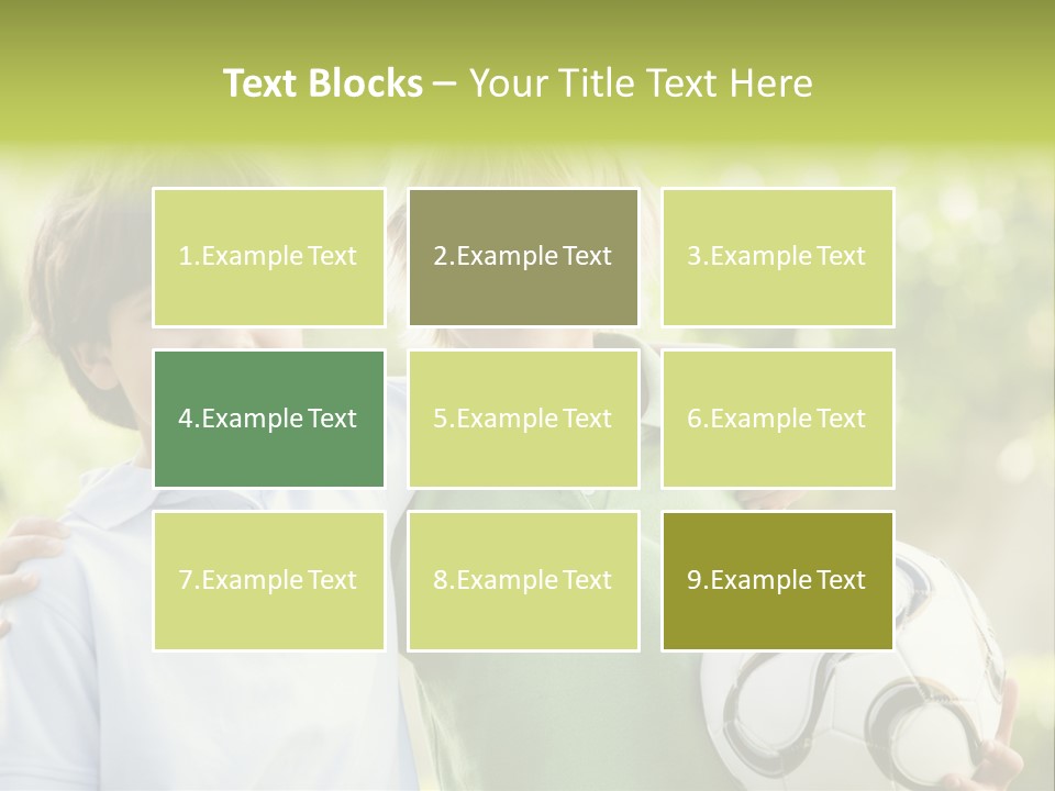 Two Young Boys Outdoors With Soccer Ball Smiling PowerPoint Template