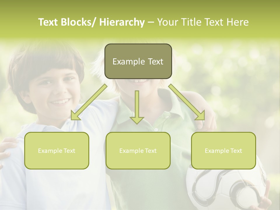 Two Young Boys Outdoors With Soccer Ball Smiling PowerPoint Template