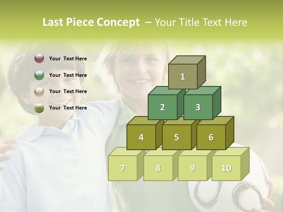 Two Young Boys Outdoors With Soccer Ball Smiling PowerPoint Template