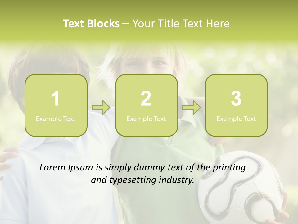 Two Young Boys Outdoors With Soccer Ball Smiling PowerPoint Template
