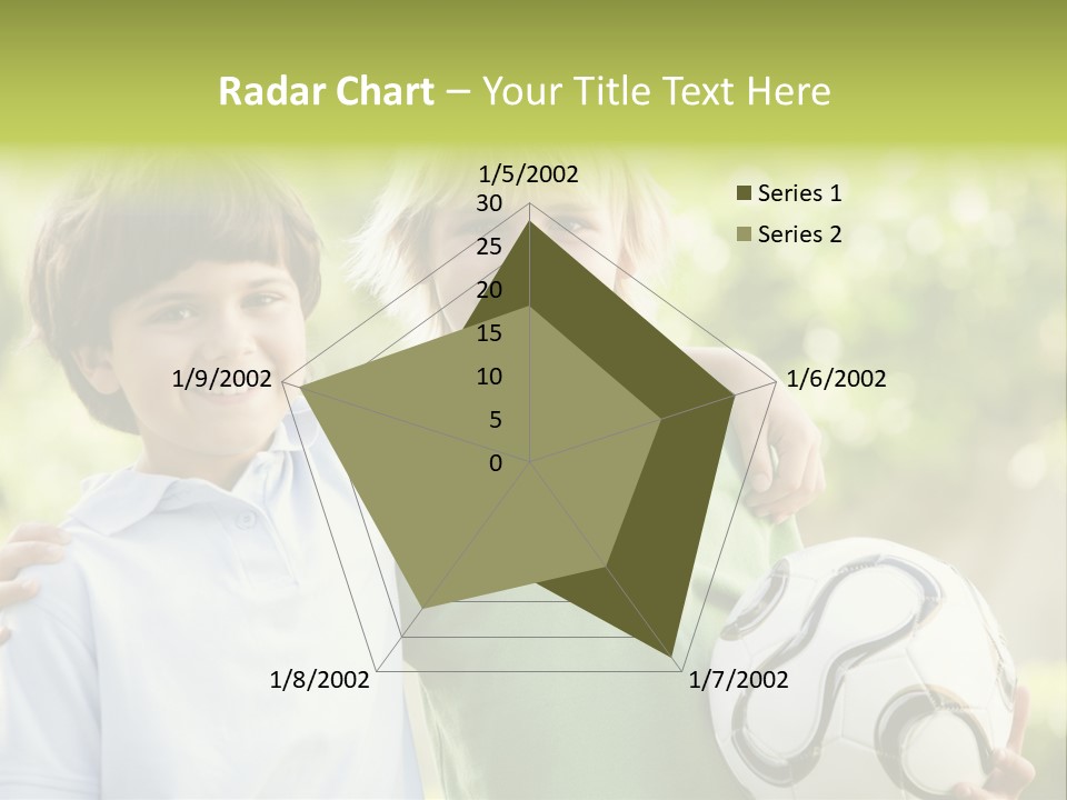 Two Young Boys Outdoors With Soccer Ball Smiling PowerPoint Template