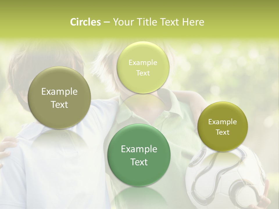 Two Young Boys Outdoors With Soccer Ball Smiling PowerPoint Template