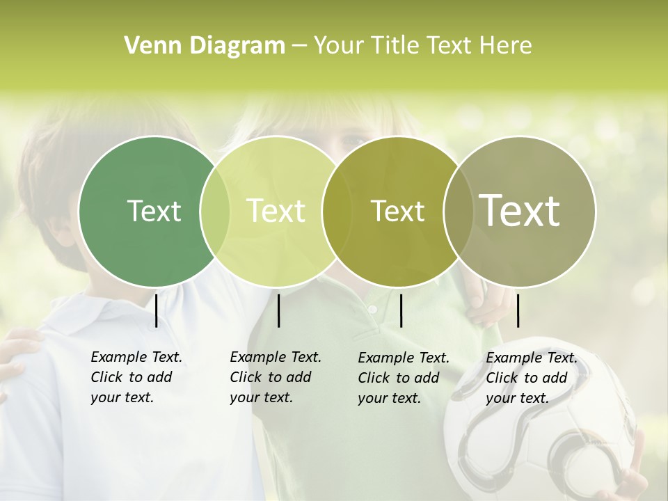 Two Young Boys Outdoors With Soccer Ball Smiling PowerPoint Template