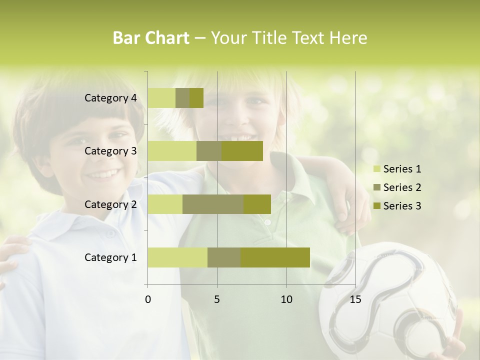 Two Young Boys Outdoors With Soccer Ball Smiling PowerPoint Template