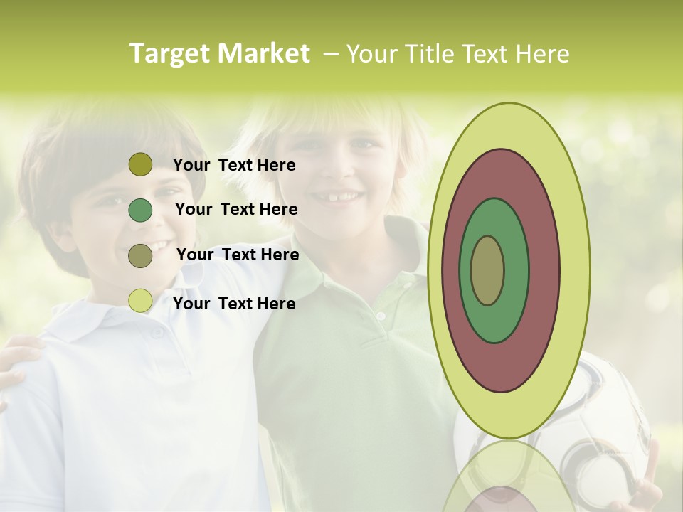 Two Young Boys Outdoors With Soccer Ball Smiling PowerPoint Template