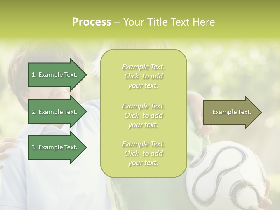 Two Young Boys Outdoors With Soccer Ball Smiling PowerPoint Template