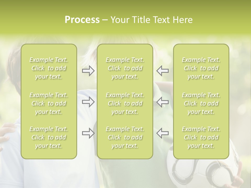 Two Young Boys Outdoors With Soccer Ball Smiling PowerPoint Template