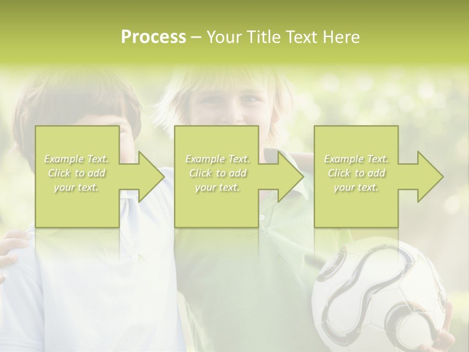 Two Young Boys Outdoors With Soccer Ball Smiling PowerPoint Template