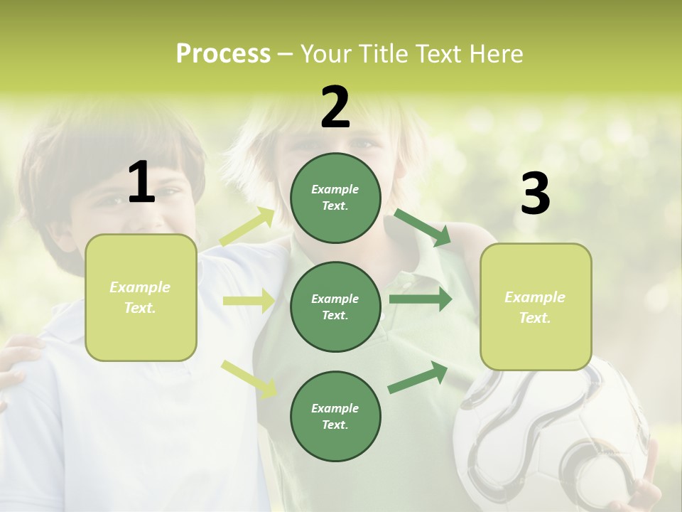 Two Young Boys Outdoors With Soccer Ball Smiling PowerPoint Template