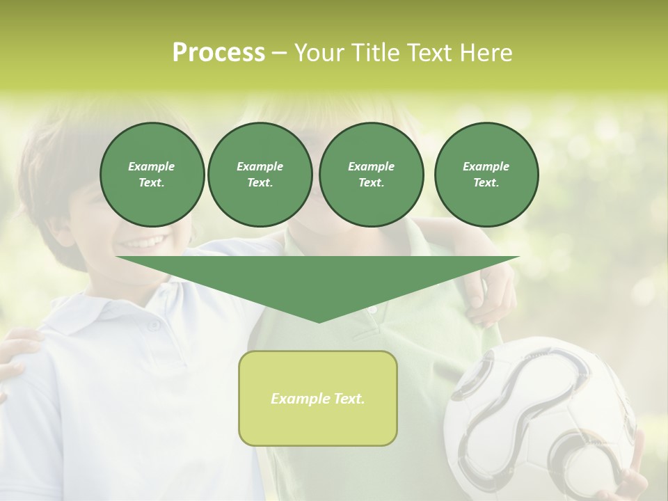 Two Young Boys Outdoors With Soccer Ball Smiling PowerPoint Template