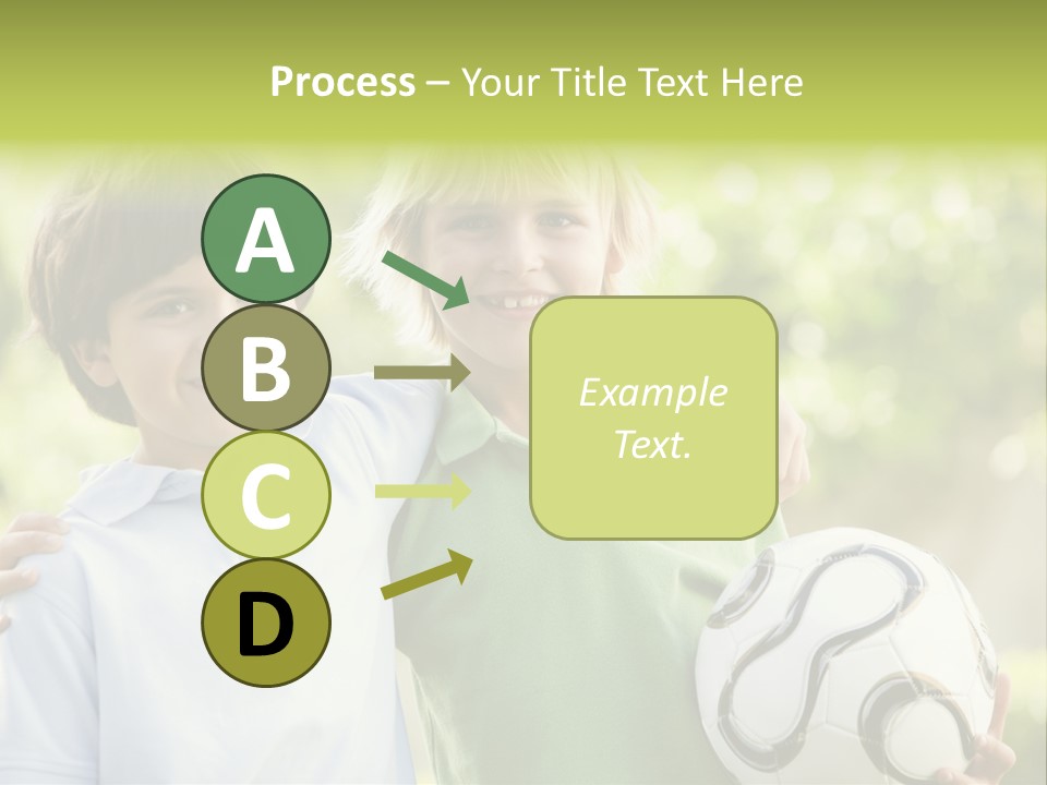 Two Young Boys Outdoors With Soccer Ball Smiling PowerPoint Template